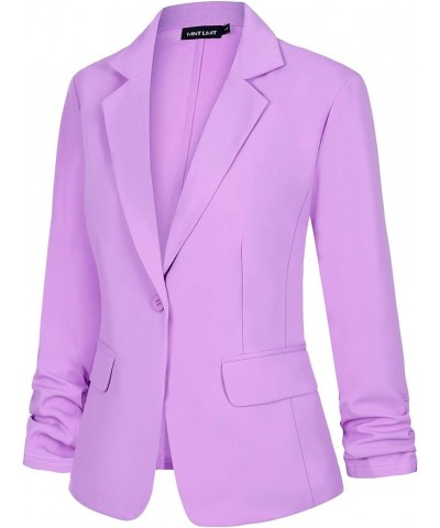 Women's 3/4 Sleeve Blazers One Button Work Office Blazer with Pockets Lilac $21.72 Blazers