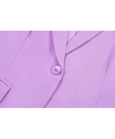 Women's 3/4 Sleeve Blazers One Button Work Office Blazer with Pockets Lilac $21.72 Blazers