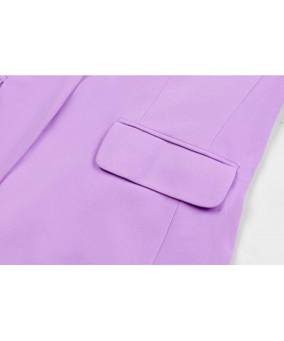 Women's 3/4 Sleeve Blazers One Button Work Office Blazer with Pockets Lilac $21.72 Blazers