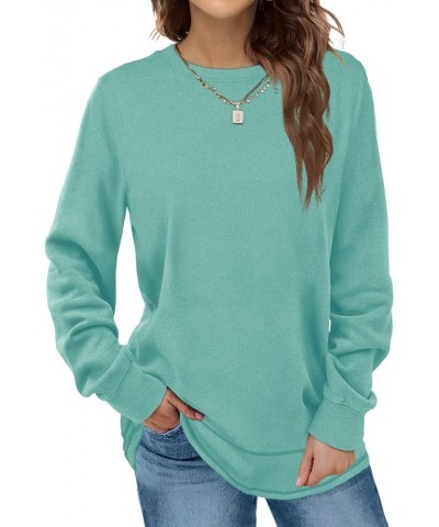 Sweatshirts for Women Crewneck Long Sleeve Shirts Tunic Tops for Leggings 1-darkturquoise $15.30 Hoodies & Sweatshirts