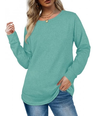 Sweatshirts for Women Crewneck Long Sleeve Shirts Tunic Tops for Leggings 1-darkturquoise $15.30 Hoodies & Sweatshirts