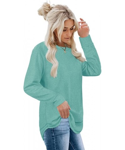 Sweatshirts for Women Crewneck Long Sleeve Shirts Tunic Tops for Leggings 1-darkturquoise $15.30 Hoodies & Sweatshirts