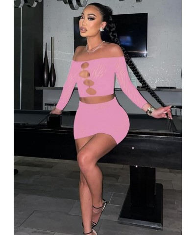 Sexy Off Shoulder Jumpsuit for Women Summer Sheer Mesh Bodycon Leopard Long Sleeve Rompers Party Club Streetwear X Pink Mesh ...