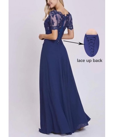 Lace Appliques Mother of The Bride Dresses Chiffon Long Formal Evening Dress Short Sleeves Dresses for Women Coral $34.78 Dre...