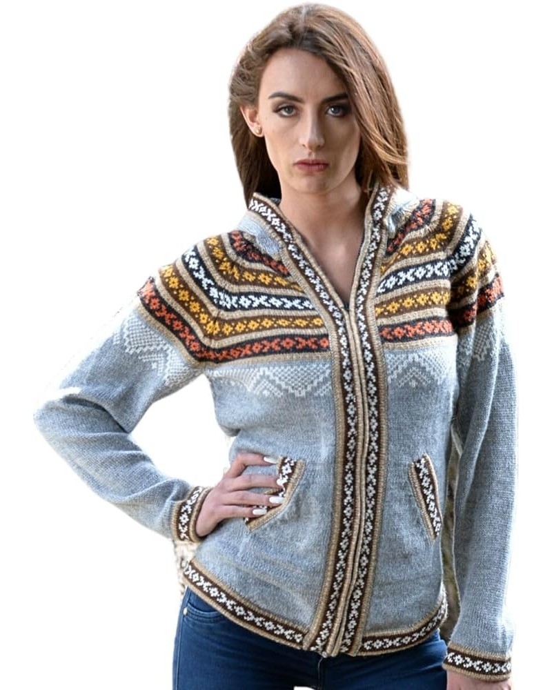 Genuine Alpaca Cardigan Sweater for Women Winter Autumn Sweaters Lightweight Brown $30.80 Sweaters