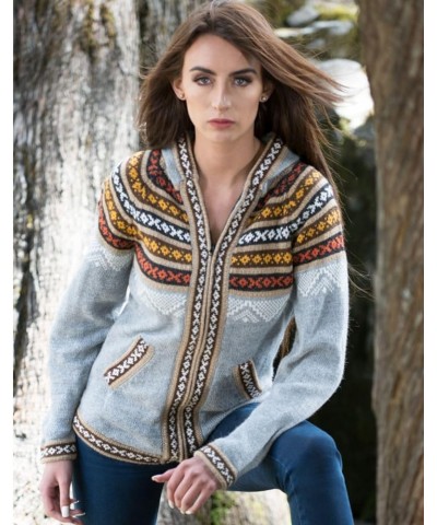 Genuine Alpaca Cardigan Sweater for Women Winter Autumn Sweaters Lightweight Brown $30.80 Sweaters