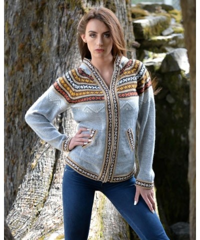 Genuine Alpaca Cardigan Sweater for Women Winter Autumn Sweaters Lightweight Brown $30.80 Sweaters