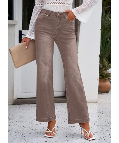 Wide Leg Jeans for Women Distressed Baggy High Waisted 90s Jeans Stretchy Denim Pants Trendy Pecan Brown $18.40 Jeans