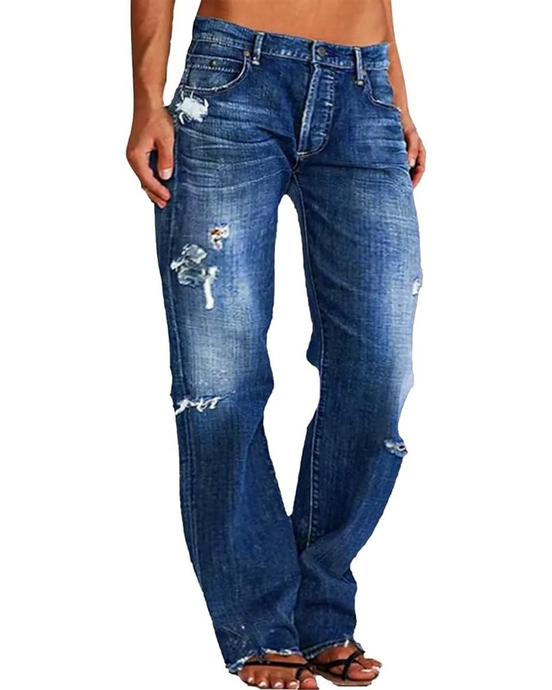 Women's Flared Jeans High Waisted Distressed Ripped Frayed Hem Trendy Denim Pants Bell Bottom Jeans for Women Blue 05 $5.81 J...