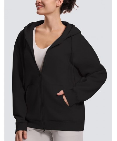 Womens Oversized Zip Up Hoodies Drawstring Workout Fleece Sweatshirts Jackets with Pockets Black $17.63 Hoodies & Sweatshirts