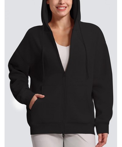 Womens Oversized Zip Up Hoodies Drawstring Workout Fleece Sweatshirts Jackets with Pockets Black $17.63 Hoodies & Sweatshirts