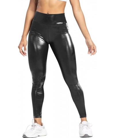 Sexy Faux Leather Leggings for Women High Waisted Butt Lifting Stretchy PU Pleather Pants A - Shinny Black $10.99 Leggings