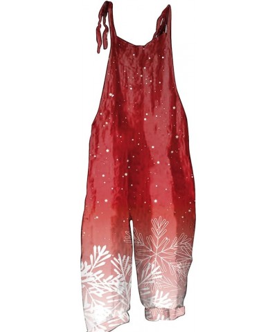 Christmas Overalls for Womens Snowman Printed Rompers Jumpsuit Loose Snowflake Playsuit Bib Overall Baggy Harem Pants 03-wate...