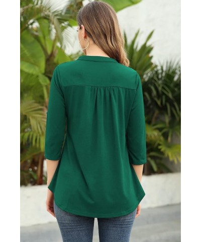 Womens Tops Dressy Casual 3/4 Sleeve V Neck Chiffon Shirt Work Blouses Green $17.04 Blouses