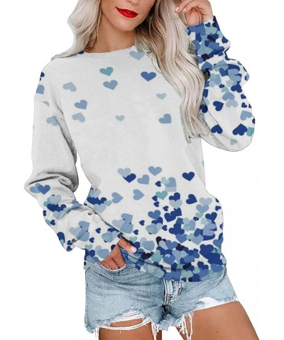 Womens Long Sleeve Valentines Day Shirt Crewneck Sweatshirt Casual Loose Blouses Cute Holiday Tops Pullover G-03-blue $13.49 ...