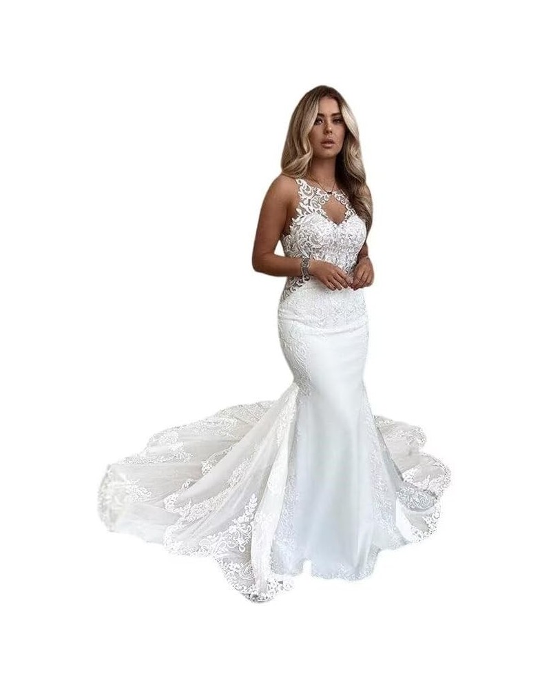 Mermaid Wedding Dress for Bridal 2024 Women's Lace Appliques Vintage V Neck Wedding Dresses Ball Gowns SYYS26 H-ivory $57.81 ...