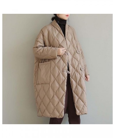 Women Lightweight Long Quilted Jackets Plus Size Puffer Jackets Cardigan Warm Thicken Winter Coats Outerwear Down Coats A01_k...