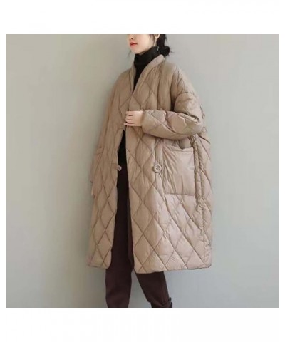 Women Lightweight Long Quilted Jackets Plus Size Puffer Jackets Cardigan Warm Thicken Winter Coats Outerwear Down Coats A01_k...