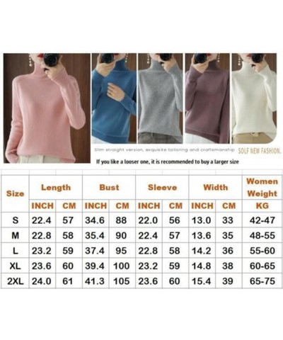 Women Solid Turtleneck Knit Sweater Cashmere Ribbed Knit, Loose Long Sleeve Thick Pullover Soft Slim Dark Camel $11.52 Sweaters