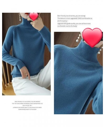 Women Solid Turtleneck Knit Sweater Cashmere Ribbed Knit, Loose Long Sleeve Thick Pullover Soft Slim Dark Camel $11.52 Sweaters