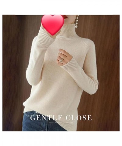 Women Solid Turtleneck Knit Sweater Cashmere Ribbed Knit, Loose Long Sleeve Thick Pullover Soft Slim Dark Camel $11.52 Sweaters