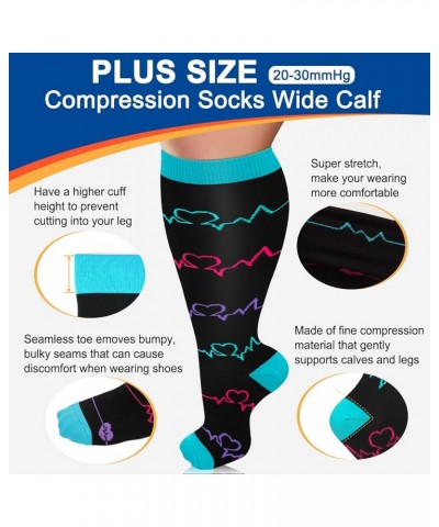 Plus Size Compression Socks for Women & Men 15-20 mmhg Extra Wide Calf Knee High Support Socks for Circulation 05-4 Pack Blac...