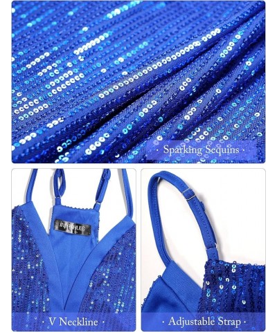 Infashule Women's Sequin Tops V Neck Glitter Tank Camisole Tops Sleeveless Dressy Party Cocktail Vest Shirt 006-blue $9.24 Tanks