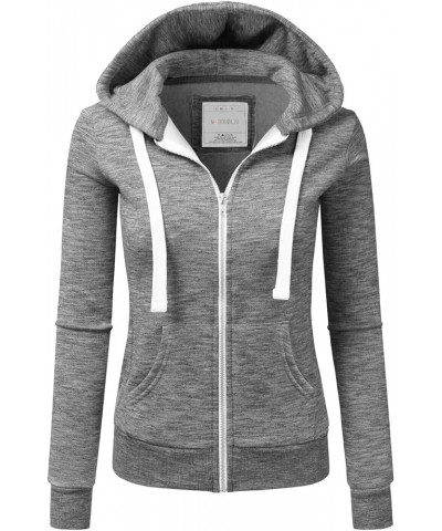 Womens Long Sleeve Zip Up Hoodie Top Color Block Basic Casual Hooded Sweatshirt Awohol170_marledcharcoal $16.81 Hoodies & Swe...