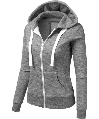 Womens Long Sleeve Zip Up Hoodie Top Color Block Basic Casual Hooded Sweatshirt Awohol170_marledcharcoal $16.81 Hoodies & Swe...