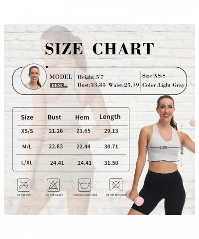 Women's 3 Pack Ribbed Racerback Crop Tank Top Seamless V-Neck Athletic Workout Cropped Tank Top Set Light Grey $10.08 Activewear