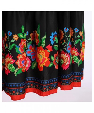 Women Mexican Dress Off Shoulder Floral Long Maxi Dress Traditional Fiesta Cinco de Mayo Dress Summer Beach Party Dress+ Belt...