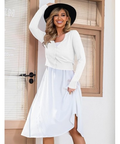 Women's Cropped Cardigans Sweaters Button Down Open Front Bolero Shrugs for Dresses, S-XL A-white $18.13 Sweaters