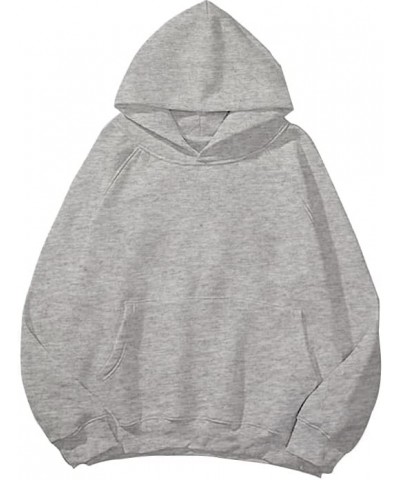 Women Men Solid Loose Basic Hoodies Fleece Long Sleeve Unisex Pullover Oversized Sweatshirt Light Grey $15.05 Hoodies & Sweat...