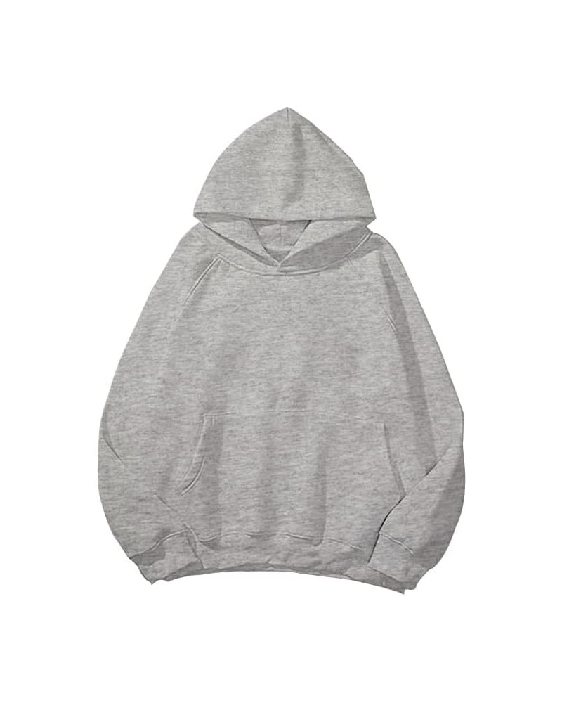 Women Men Solid Loose Basic Hoodies Fleece Long Sleeve Unisex Pullover Oversized Sweatshirt Light Grey $15.05 Hoodies & Sweat...