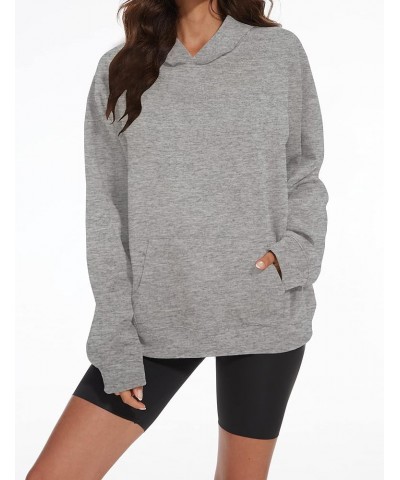 Women Men Solid Loose Basic Hoodies Fleece Long Sleeve Unisex Pullover Oversized Sweatshirt Light Grey $15.05 Hoodies & Sweat...