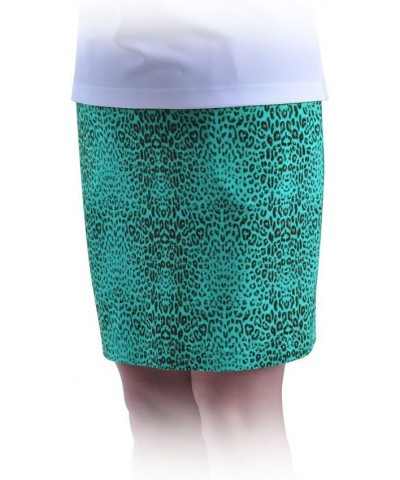 Women's Glitzy Leopard Print Knit Skort 2882 Ceramic Green/Black $10.07 Activewear