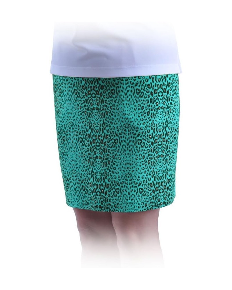 Women's Glitzy Leopard Print Knit Skort 2882 Ceramic Green/Black $10.07 Activewear