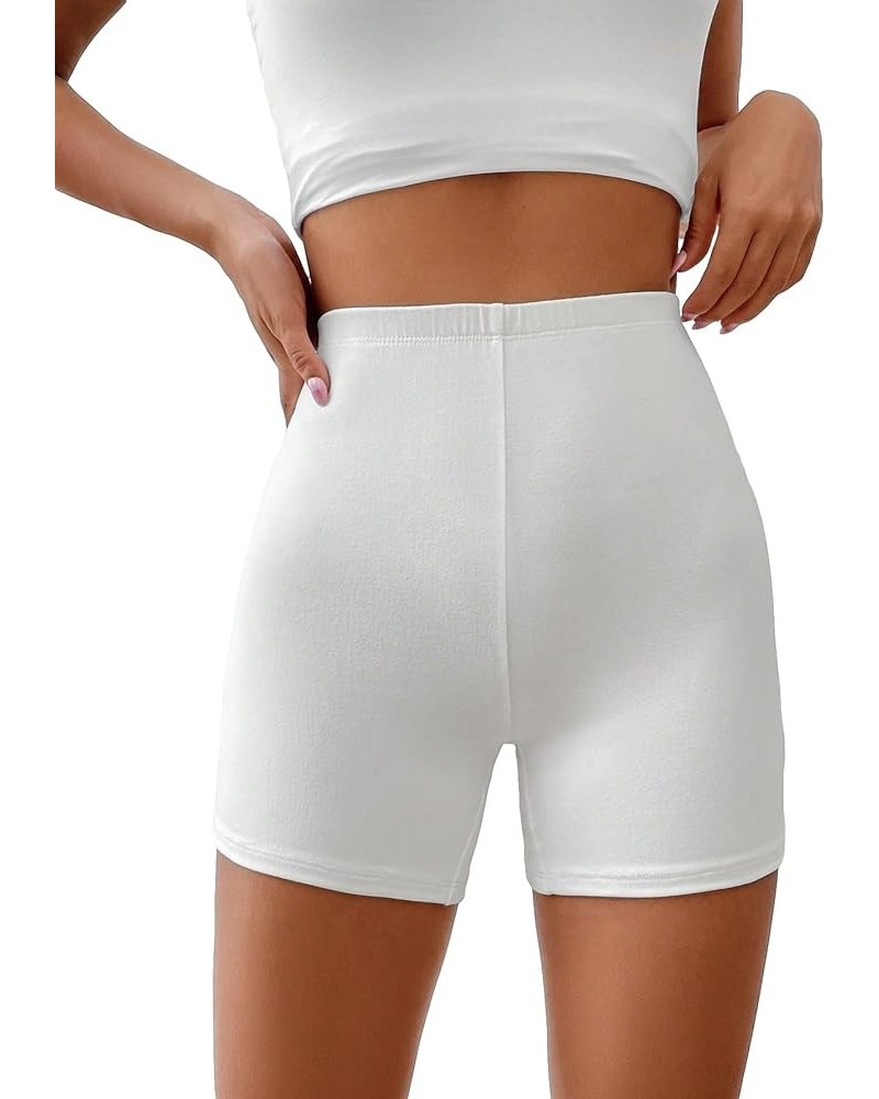 Women's Casual High Waisted Satin Biker Shorts Workout Yoga Shorts White $10.25 Activewear