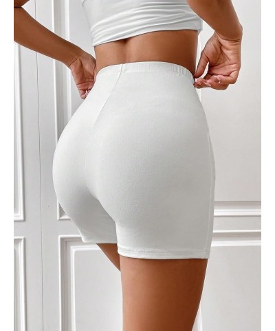 Women's Casual High Waisted Satin Biker Shorts Workout Yoga Shorts White $10.25 Activewear