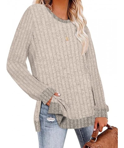 Women's Long Sleeve Sweatshirts Color Block Crewneck Sweaters Tunic Tops 01-cream $10.61 Hoodies & Sweatshirts