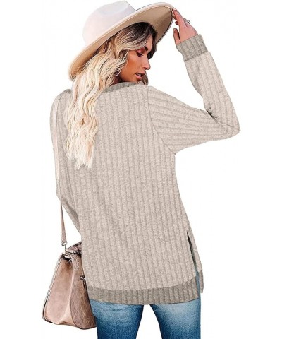 Women's Long Sleeve Sweatshirts Color Block Crewneck Sweaters Tunic Tops 01-cream $10.61 Hoodies & Sweatshirts