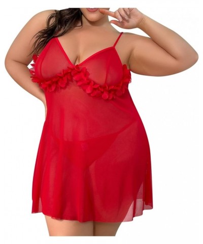 Lencería para Mujer Encaje ahueca hacia fuera Teddy Babydoll ropa dormir Talla Grande ropa Interior sexo Chemises 5-red $9.50...