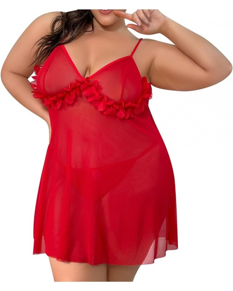 Lencería para Mujer Encaje ahueca hacia fuera Teddy Babydoll ropa dormir Talla Grande ropa Interior sexo Chemises 5-red $9.50...