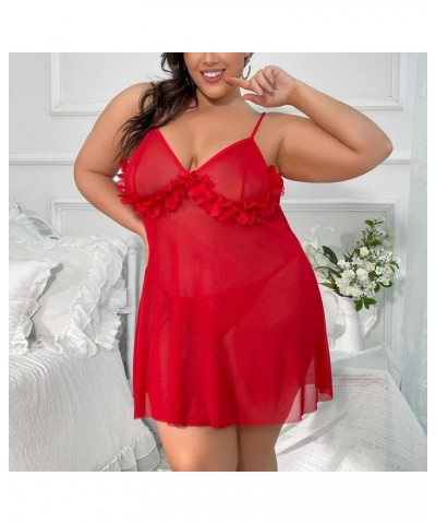 Lencería para Mujer Encaje ahueca hacia fuera Teddy Babydoll ropa dormir Talla Grande ropa Interior sexo Chemises 5-red $9.50...