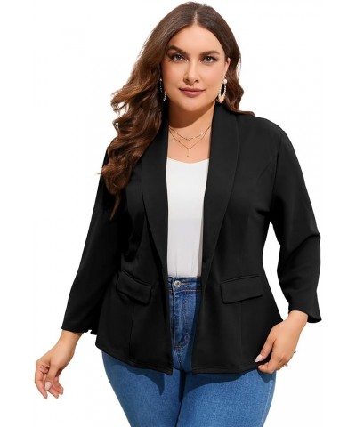 Women's Plus Size Casual Blazers Open Front Work Office Jackets Blazer with Pockets Black $21.60 Blazers