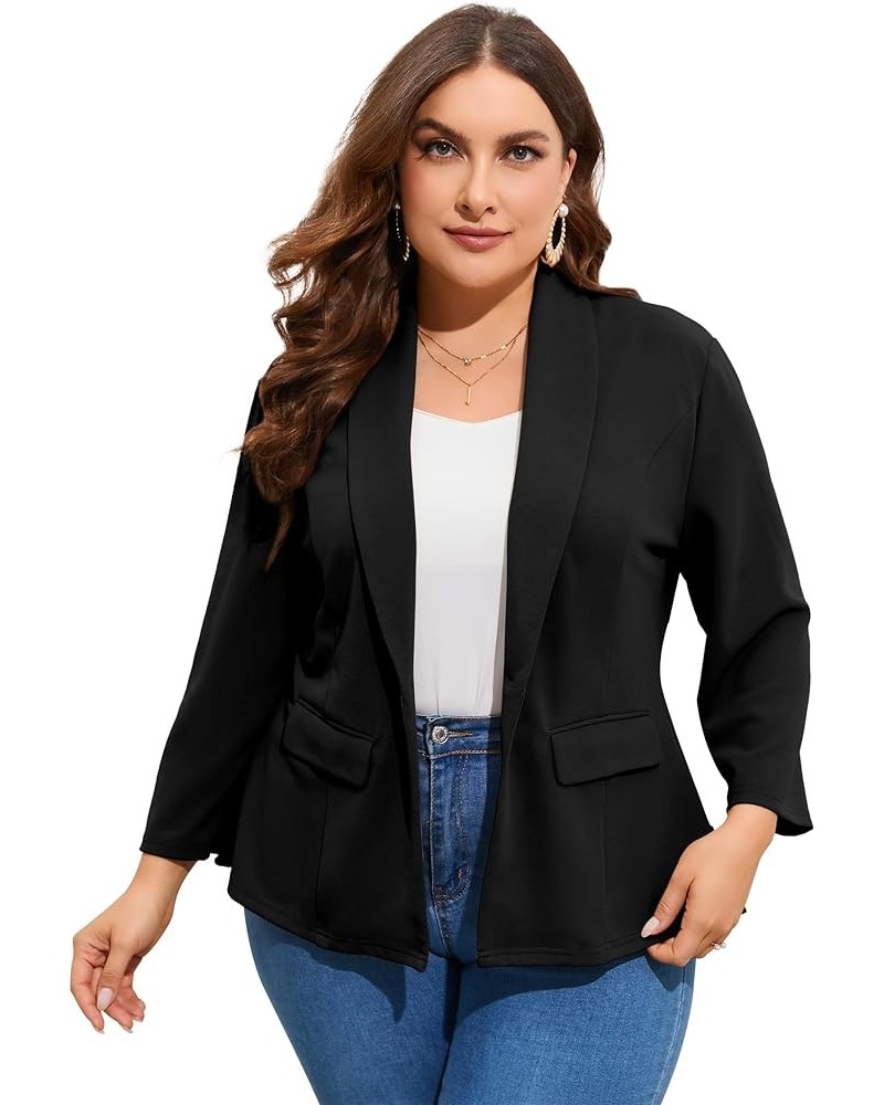 Women's Plus Size Casual Blazers Open Front Work Office Jackets Blazer with Pockets Black $21.60 Blazers