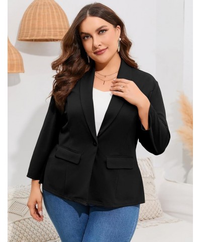 Women's Plus Size Casual Blazers Open Front Work Office Jackets Blazer with Pockets Black $21.60 Blazers