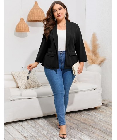 Women's Plus Size Casual Blazers Open Front Work Office Jackets Blazer with Pockets Black $21.60 Blazers