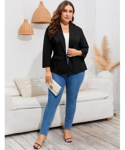 Women's Plus Size Casual Blazers Open Front Work Office Jackets Blazer with Pockets Black $21.60 Blazers