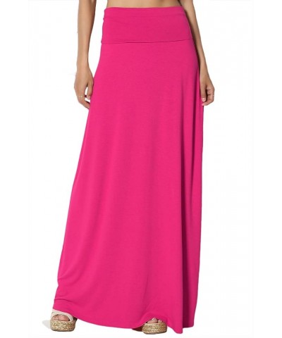 Women's S~3XL Women's Casual Lounge Solid Draped Jersey Relaxed Long Maxi Skirt Hot Pink $12.60 Skirts